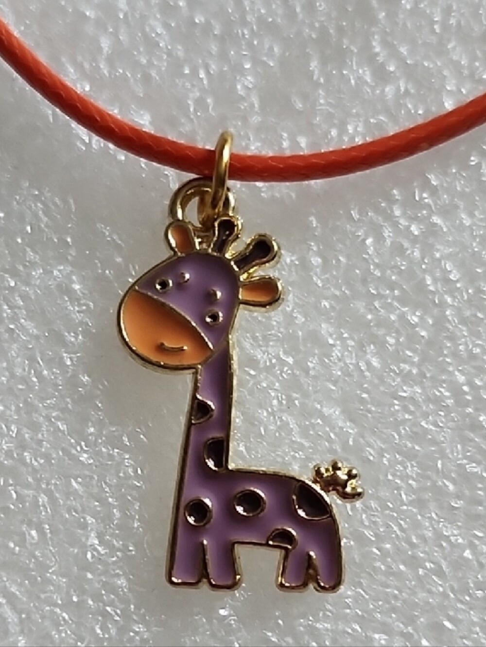 Hand Crafted Purple and Orange Giraffe Pendant Necklace